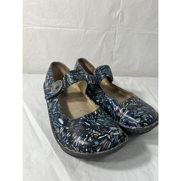 Alegria Paloma Blue Collage Clogs size 7 - Picture 1 of 15